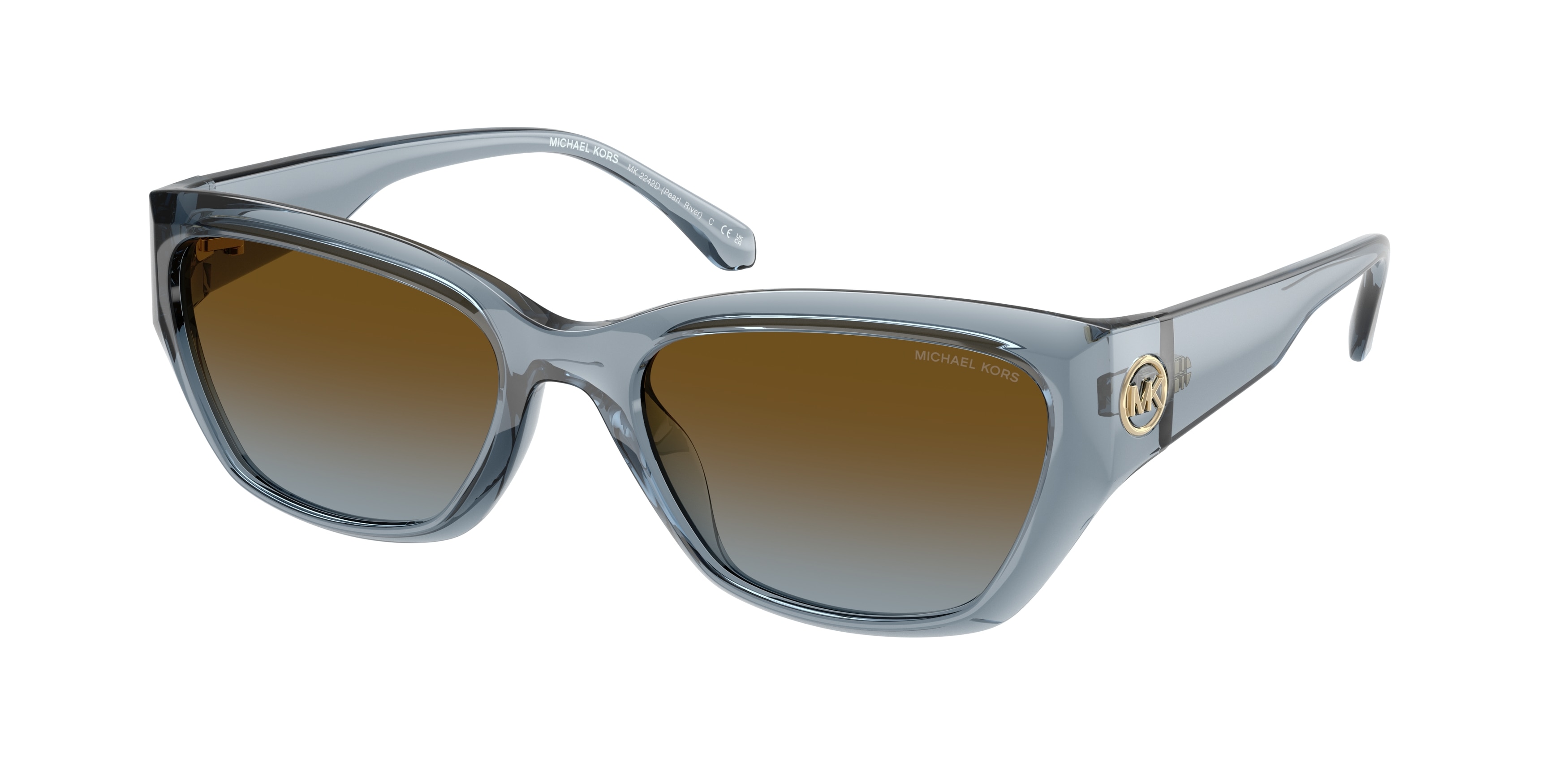 Michael Kors Woman MK2242D PEARL RIVER 401413 Sunglasses Injected Blue Brown Geometric Normal Shaded-image